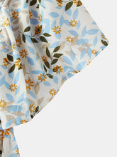 Plus Size Women Leaf Print Square Neck Ruffle Short Sleeve Casual Blouses